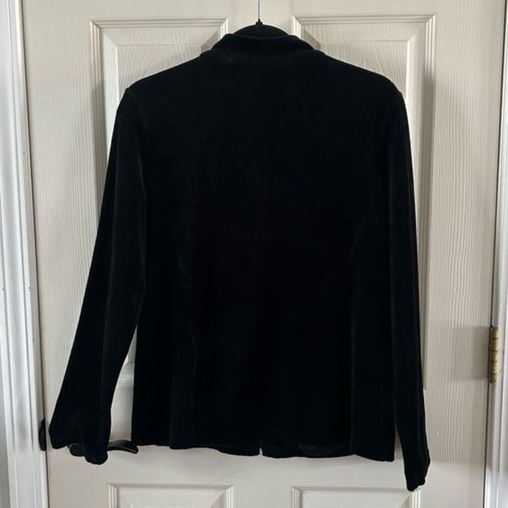 Zenergy by Chico’s Black Velvety Rhinestone Full Zip Jacket, Sz 1 - Picture 9 of 15